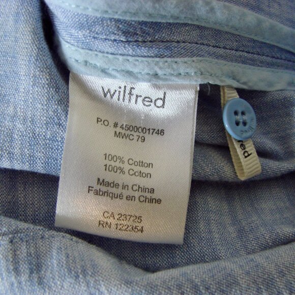 Aritzia Wilfred Blue Chambray Bustier Mini Dress Cotton Coastal Summer ~ Size 8 - Picture 4 of 12